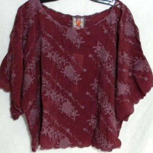 JOHNNY WAS TIERRA TONAL EMBROIDERED BLOUSE